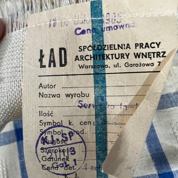 Vintage Mid Century Warsaw‎ Polish Hand Woven Plaid Linen Table Runner - Picture 2 of 7